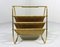 Brass and Suede Leather Magazine Rack, 1960s 2