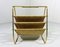 Brass and Suede Leather Magazine Rack, 1960s, Image 2