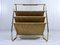 Brass and Suede Leather Magazine Rack, 1960s 8