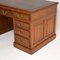 Antique Victorian Solid Walnut Leather Top Pedestal Desk 10