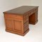 Antique Victorian Solid Walnut Leather Top Pedestal Desk 3