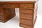 Antique Victorian Solid Walnut Leather Top Pedestal Desk 8