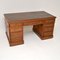 Antique Victorian Solid Walnut Leather Top Pedestal Desk 1