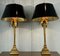 Large Italian Gilt Metal Table Lamps Decorated with Leaves, 1970s, Set of 2 2
