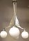 Grande Lampe à Suspension Art Déco avec 4 Abat-jours en Verre Opalin, France, 1930s 3