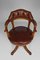 Vintage Chesterfield Style Wood and Leather Office Swivel Chair, Image 10