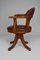 Vintage Chesterfield Style Wood and Leather Office Swivel Chair, Image 4