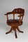 Vintage Chesterfield Style Wood and Leather Office Swivel Chair 3