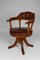 Vintage Chesterfield Style Wood and Leather Office Swivel Chair, Image 3