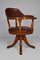 Vintage Chesterfield Style Wood and Leather Office Swivel Chair, Image 6