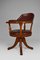 Vintage Chesterfield Style Wood and Leather Office Swivel Chair 5