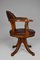 Vintage Chesterfield Style Wood and Leather Office Swivel Chair 7