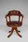Vintage Chesterfield Style Wood and Leather Office Swivel Chair 2