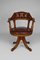 Vintage Chesterfield Style Wood and Leather Office Swivel Chair, Image 1