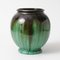 Antique Green Glazed Ceramic Vase from Faiencerie Thulin, Image 1