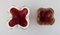 Cuencos italianos de cristal soplado en rojo y blanco, años 60. Juego de 2, Imagen 3