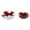 Italian Murano Bowls in Red & White Mouth Blown Art Glass, 1960s, Set of 2 1