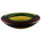 Murano Bowl in Mouth-Blown Amber and Green-Yellow Art Glass, 1960s 1