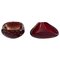 Murano Bowls in Dark Red Mouth Blown Art Glass with Inlaid Bubbles, Set of 2 1