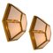 White Hexagonal Glass Brass Flush Mounts / Wall Lights by Limburg, Set of 3, Image 2