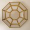 White Hexagonal Glass Brass Flush Mounts / Wall Lights by Limburg, Set of 3 3