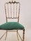 Italian Brass Chiavari Chair Upholstered in Emerald Green Velvet 4