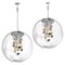 Large Hand Blown Bubble Glass Pendant Lights from Doria, 1970s, Set of 2 1