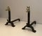 Fp-3034 Bronze and Wrought Iron Horse Head Andirons, 1940s, Set of 2 2