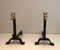 Fp-3034 Bronze and Wrought Iron Horse Head Andirons, 1940s, Set of 2 3
