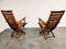 Sedie da giardino pieghevoli in legno con tavolino, anni '50, set di 3, Immagine 3