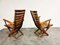 Wooden Folding Garden Chairs with Table, 1950s, Set of 3 4