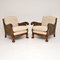 Antique Swedish Satin Birch Bergere Lounge Chairs, 1920s, Set of 2 1