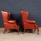 English Leather Wing Back Armchairs, 1970s, Set of 2 14