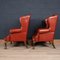 English Leather Wing Back Armchairs, 1970s, Set of 2 16