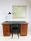 Mid-Century Oak Desk with Black Vinyl Top 13