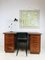 Mid-Century Oak Desk with Black Vinyl Top 12