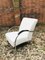 Vintage Dutch Industrial White Lounge Chair with Chromed Tubular Steel Frame, 1950s 1