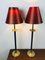 French Empire Style Gilded Table Lamps with Red Shades from Kullmann, 1970s, Set of 2 12