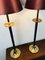French Empire Style Gilded Table Lamps with Red Shades from Kullmann, 1970s, Set of 2 10