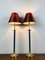 French Empire Style Gilded Table Lamps with Red Shades from Kullmann, 1970s, Set of 2 14