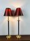 French Empire Style Gilded Table Lamps with Red Shades from Kullmann, 1970s, Set of 2 2