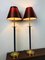 French Empire Style Gilded Table Lamps with Red Shades from Kullmann, 1970s, Set of 2 15