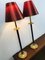 French Empire Style Gilded Table Lamps with Red Shades from Kullmann, 1970s, Set of 2 9