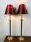 French Empire Style Gilded Table Lamps with Red Shades from Kullmann, 1970s, Set of 2, Image 16