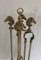 French Neoclassical Brass Horseheads Fireplace Tool Set, 1950s 5