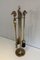 French Neoclassical Brass Horseheads Fireplace Tool Set, 1950s 4