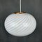 Vintage Italian White-Gold Swirl Glass Pendant Lamp, 1970s 1