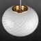 Vintage Italian White-Gold Swirl Glass Pendant Lamp, 1970s 4