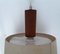 Teak Ceiling Lamp with Beige Wool Shade, 1970s, Image 4