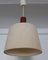 Deckenlampe aus Teak mit beige Wollschirm, 1970er 2